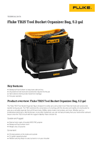 Thumbnail of document Data Sheet - TB25 Tool Bucket Organizer Bag